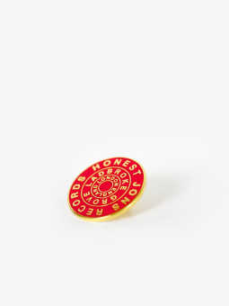 Honest Jon's Records  honest jon's | yellow gold and red lapel pin