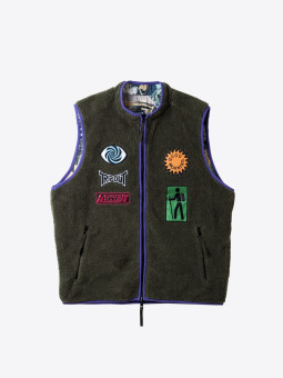 good morning tapes good morning tapes | reversible polar fleece zip thru vest | SHROOMS