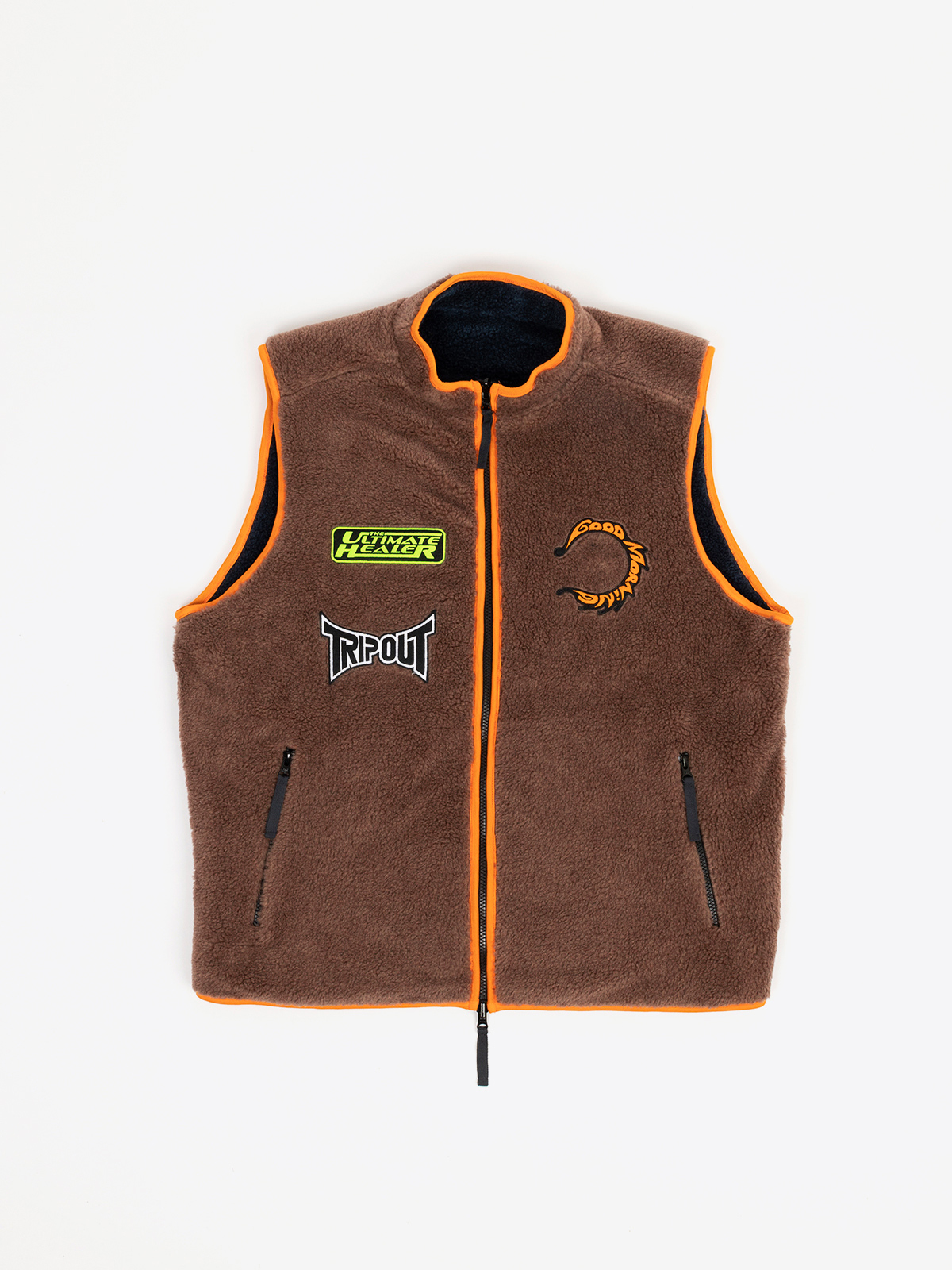 good morning tapes good morning tapes | REVERSIBLE POLAR FLEECE ZIP THRU VEST | ABYSS / BONATURA
