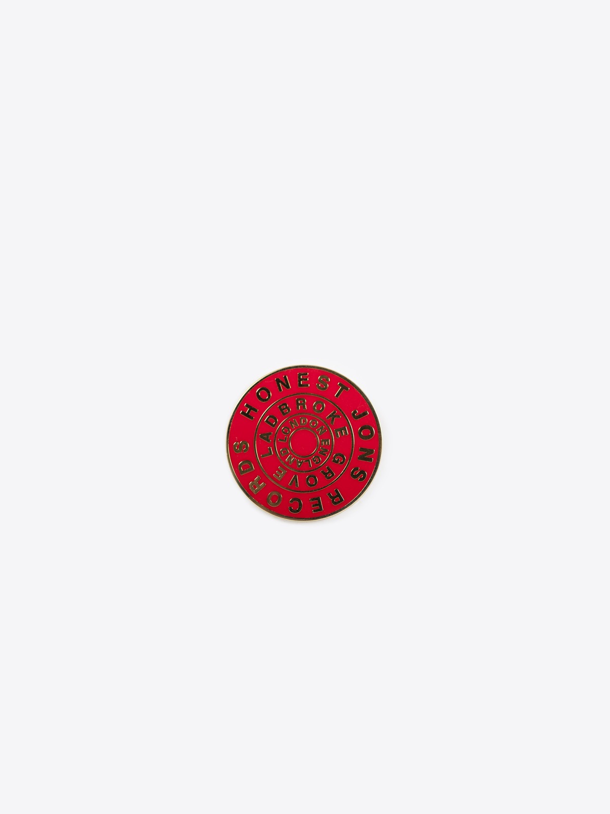 Honest Jon's Records  honest jon's | yellow gold and red lapel pin